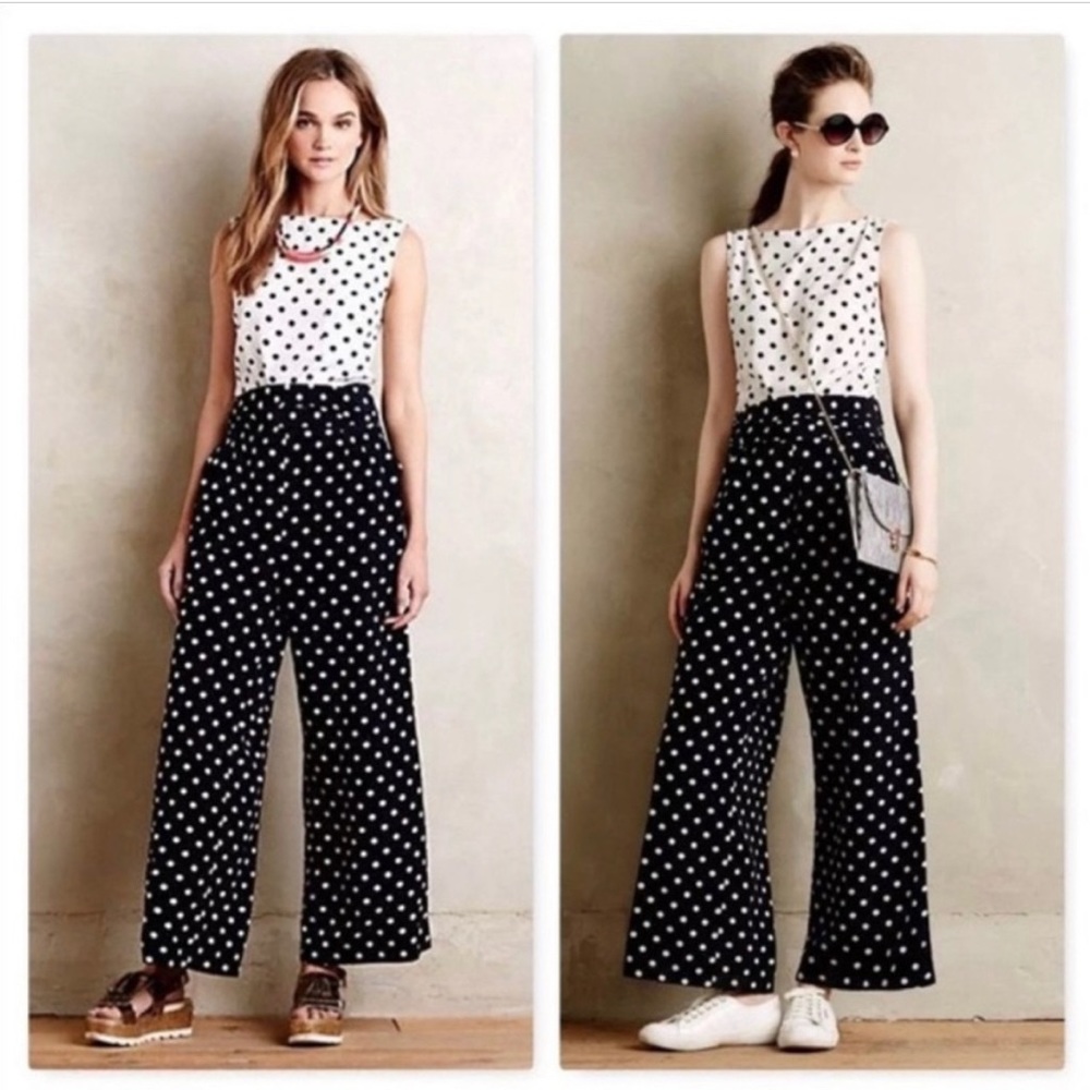 Anthropologie Whit Two Polka Dot Jumpsuit sz 6